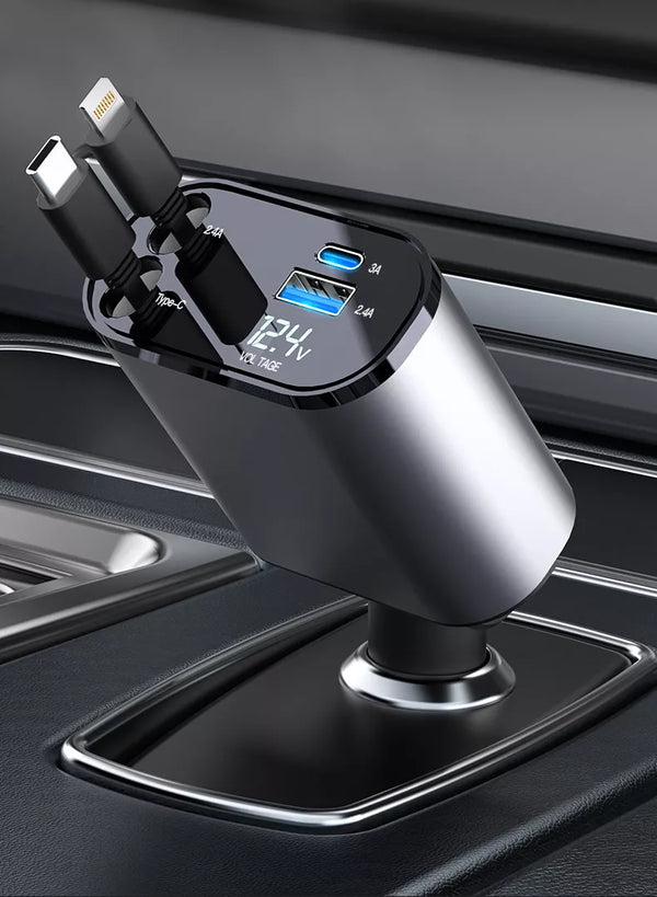 Carregador Retrátil Automotivo 4 em 1