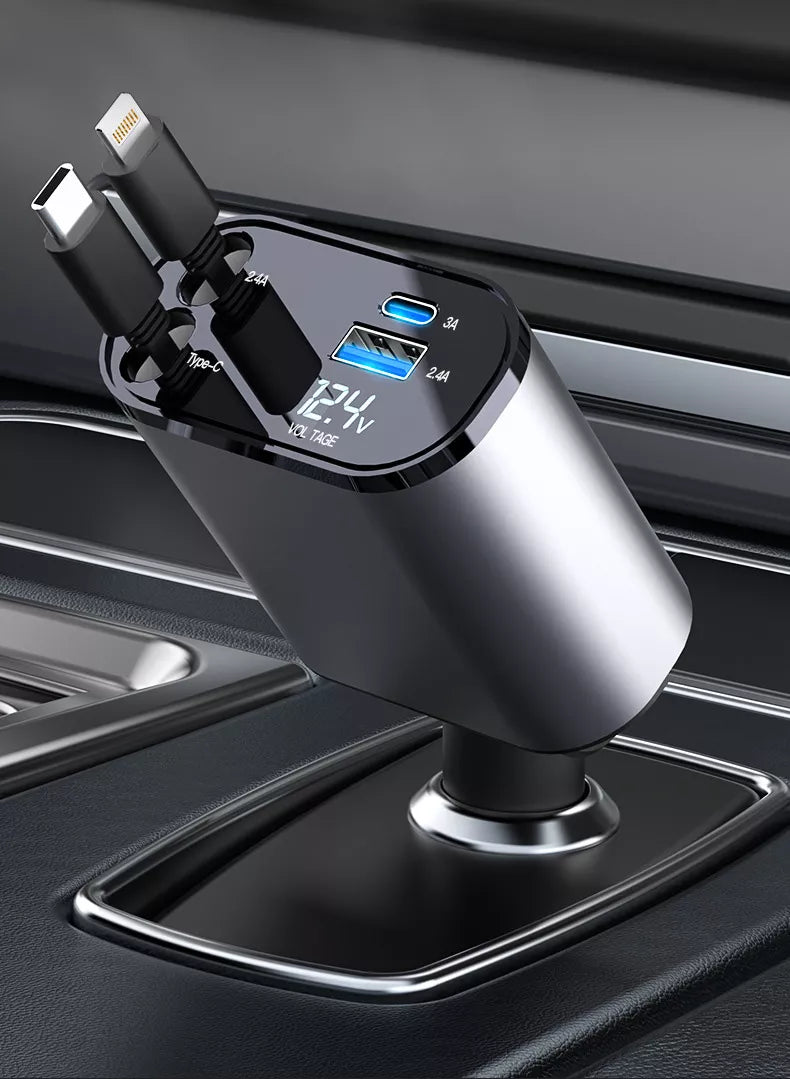 Carregador Retrátil Automotivo 4 em 1