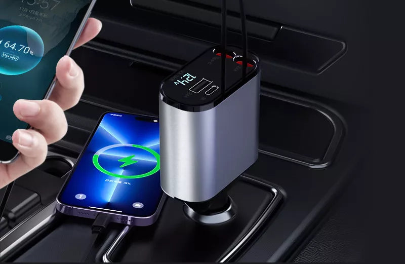 Carregador Retrátil Automotivo 4 em 1